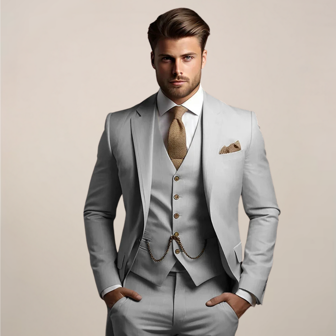 Completo da cerimonia uomo a tre pezzi con giacca, gilet e pantaloni