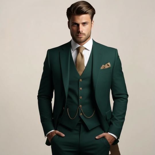 Completo da cerimonia uomo a tre pezzi con giacca, gilet e pantaloni