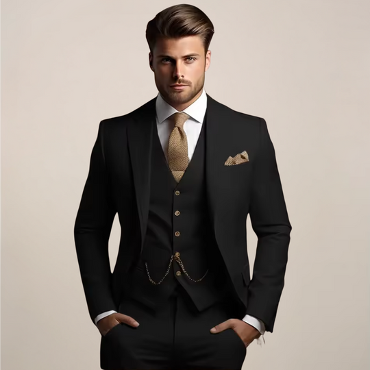 Completo da cerimonia uomo a tre pezzi con giacca, gilet e pantaloni