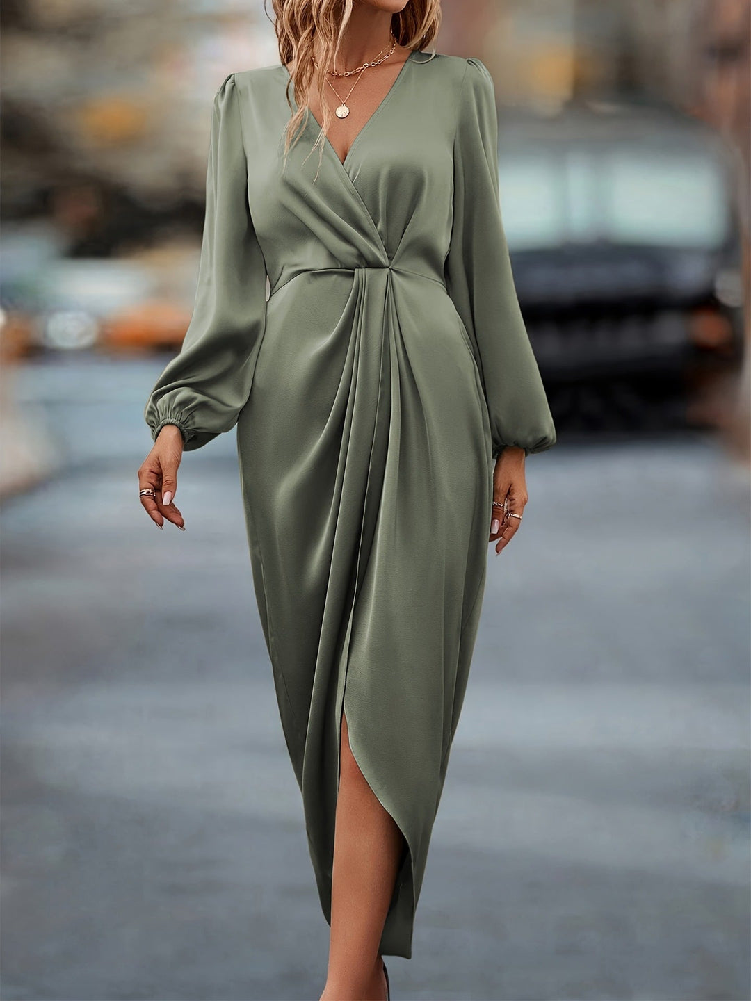 Abito Midi Elegante a Portafoglio da Donna