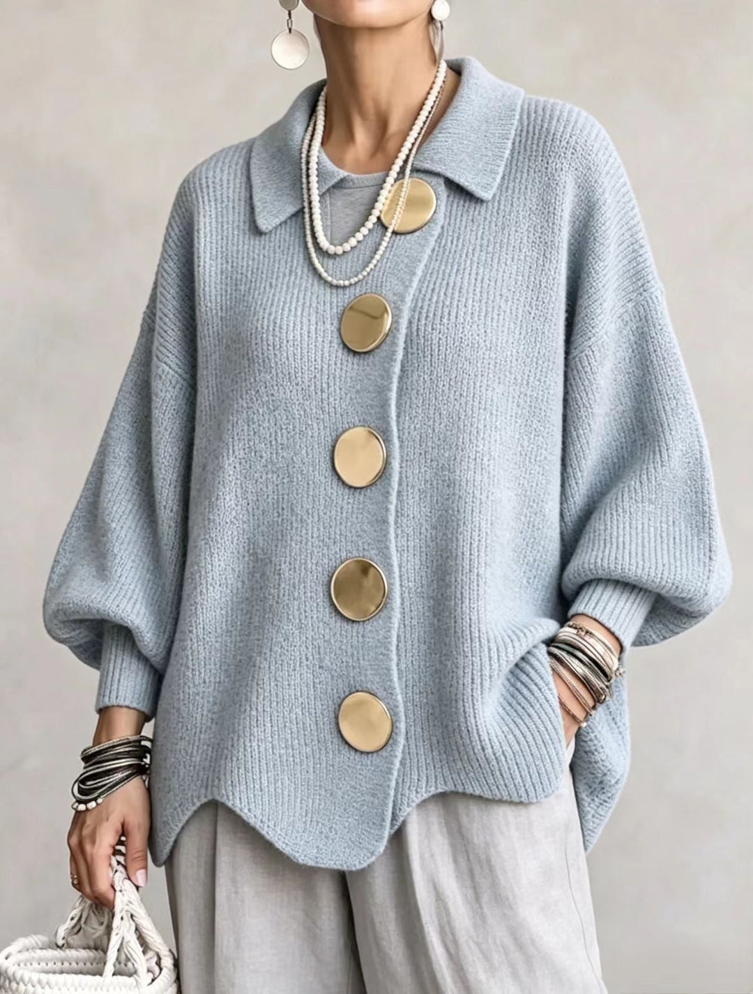 Vittoria™ | Cardigan Oversize con Bottoni Dorati
