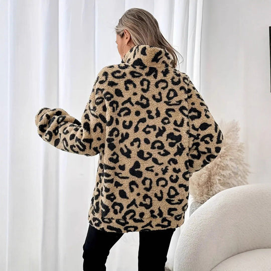 Maglione in Pile da Donna - Stampa Leopardata