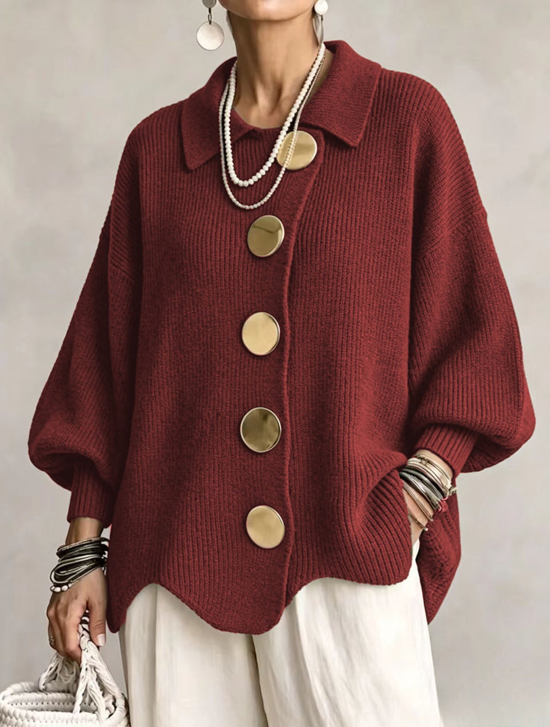 Vittoria™ | Cardigan Oversize con Bottoni Dorati
