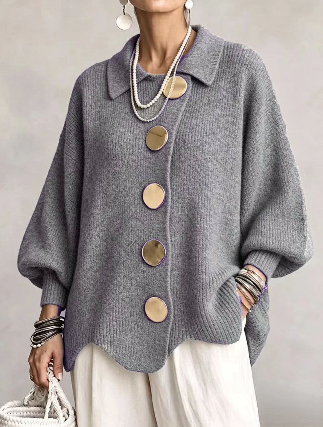 Vittoria™ | Cardigan Oversize con Bottoni Dorati