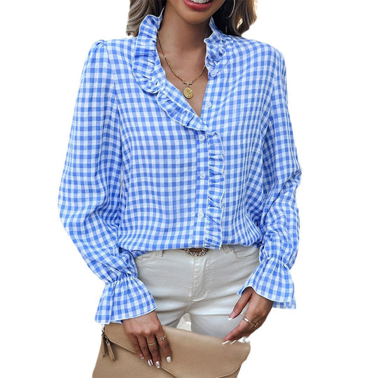 Elisa | Blusa a quadri con dettagli arricciati