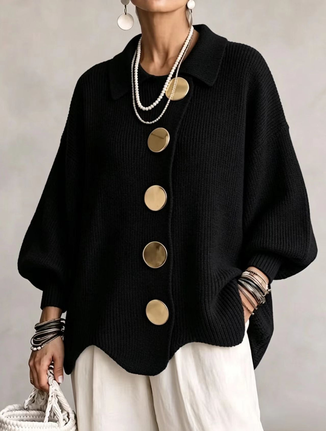 Vittoria™ | Cardigan Oversize con Bottoni Dorati