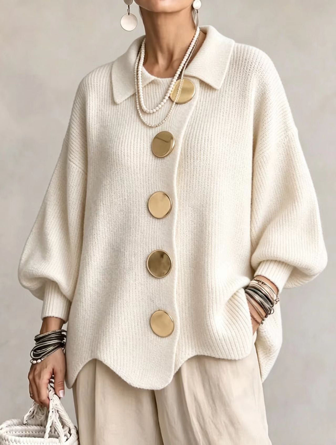 Vittoria™ | Cardigan Oversize con Bottoni Dorati