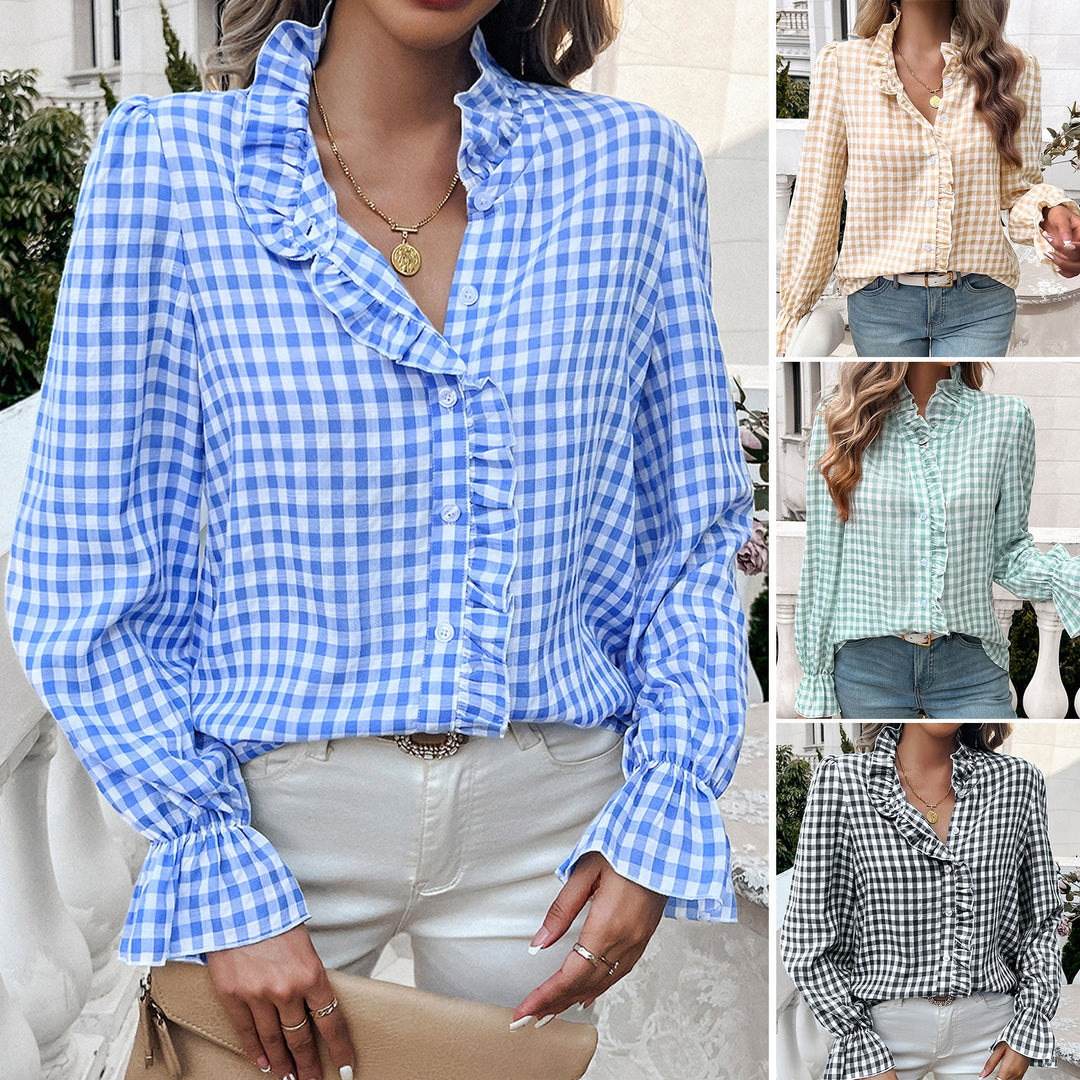 Elisa | Blusa a quadri con dettagli arricciati