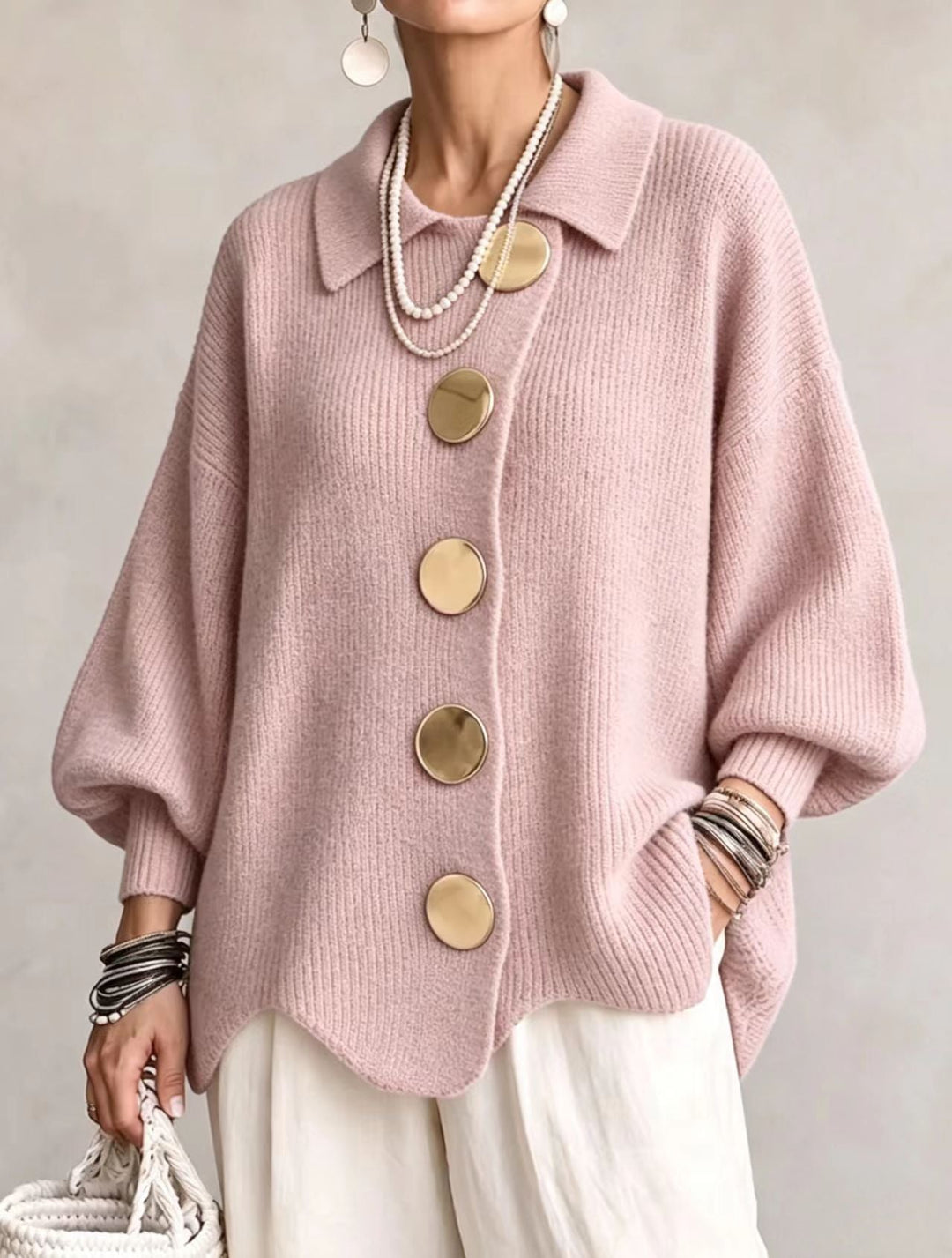 Vittoria™ | Cardigan Oversize con Bottoni Dorati