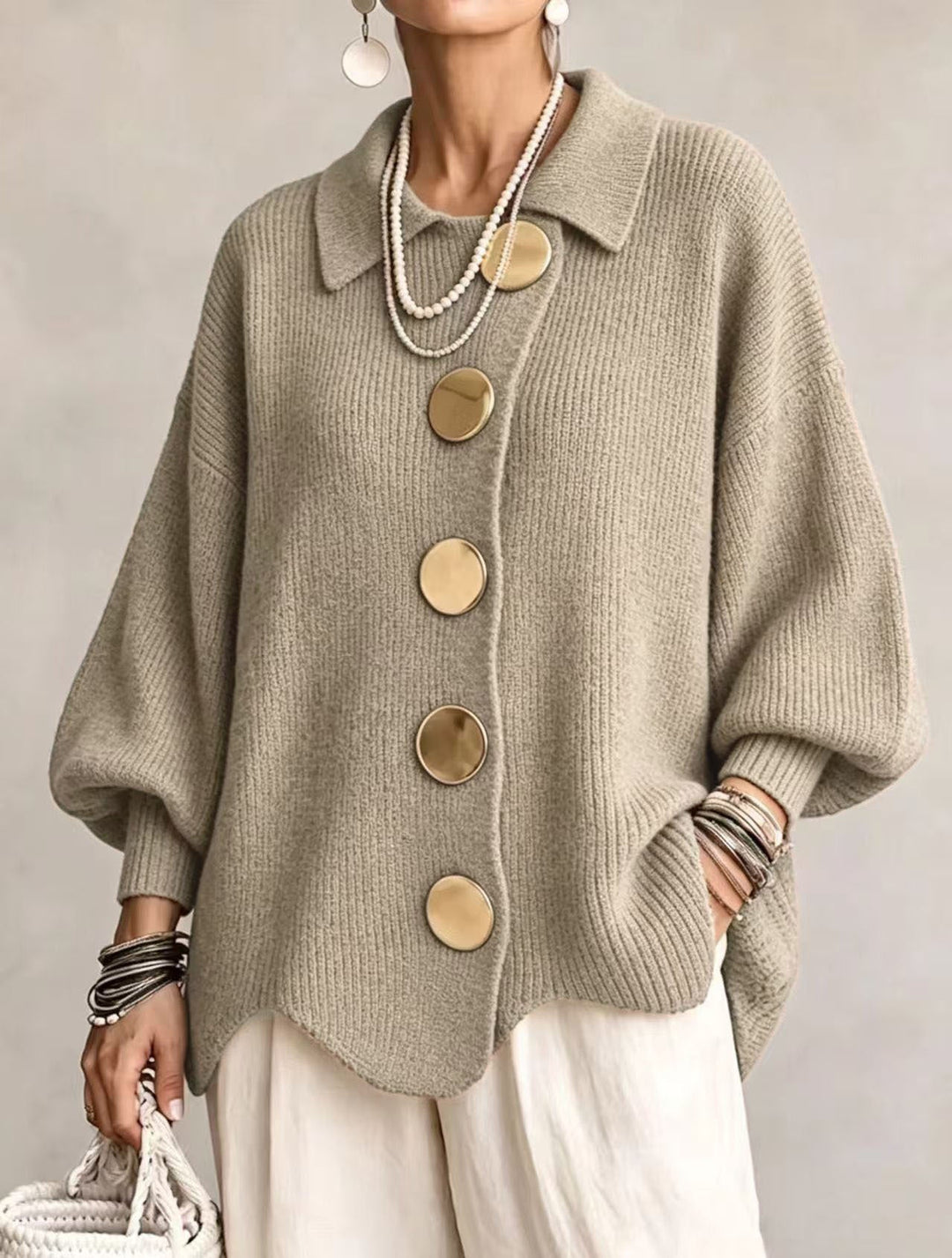 Vittoria™ | Cardigan Oversize con Bottoni Dorati