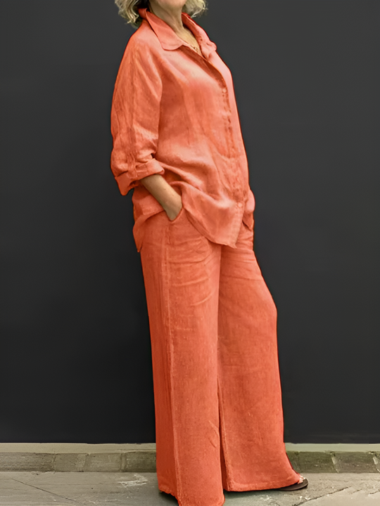Lara™ | Completo in Lino con Camicia e Pantaloni