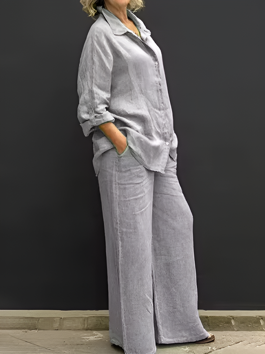 Lara™ | Completo in Lino con Camicia e Pantaloni