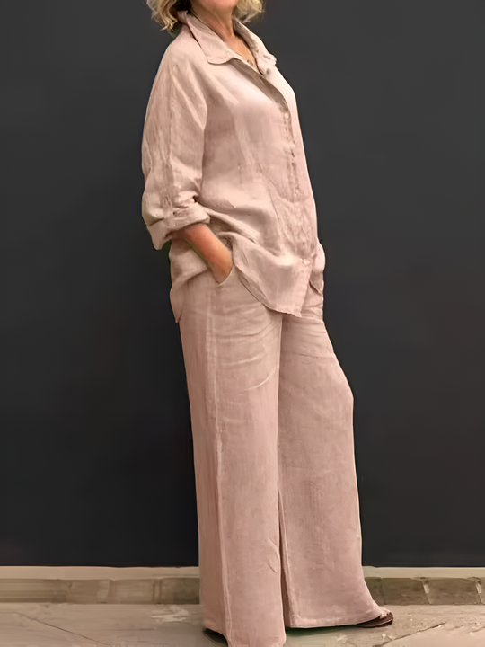 Lara™ | Completo in Lino con Camicia e Pantaloni