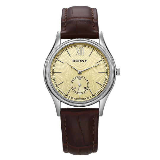 Berny | Orologio classico da uomo con cinturino in pelle, 38 mm