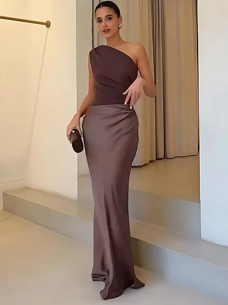 Seana™ | Abito lungo elegante monospalla