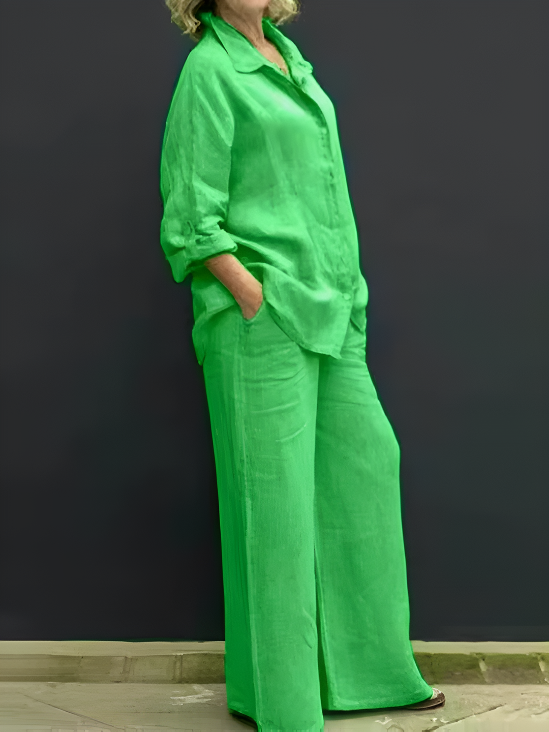 Lara™ | Completo in Lino con Camicia e Pantaloni