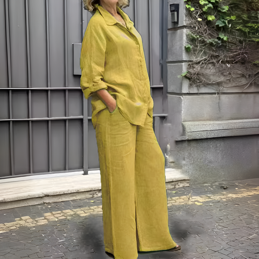 Lara™ | Completo in Lino con Camicia e Pantaloni