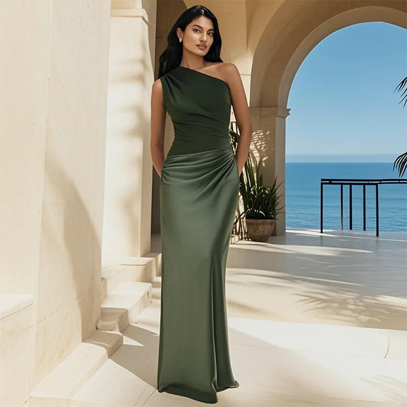 Seana™ | Abito lungo elegante monospalla