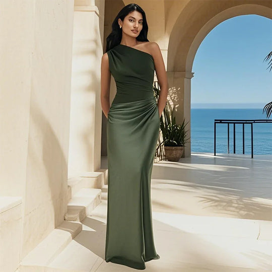 Seana™ | Abito lungo elegante monospalla