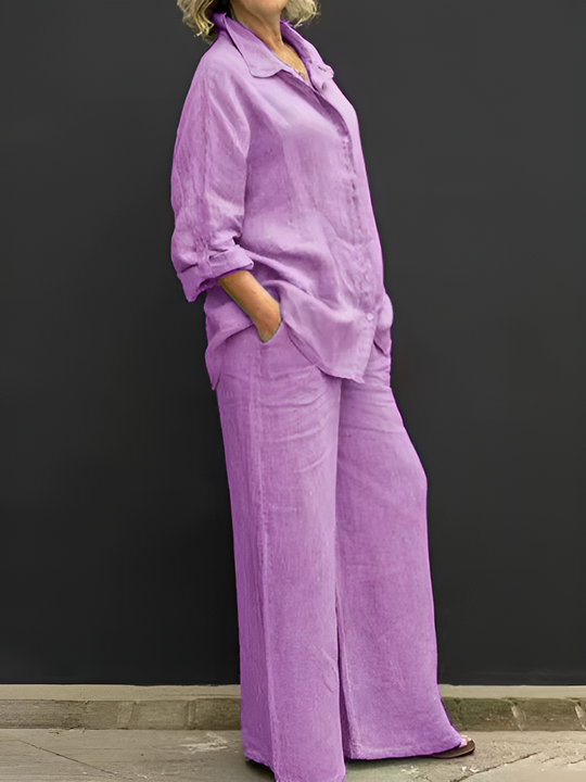 Lara™ | Completo in Lino con Camicia e Pantaloni
