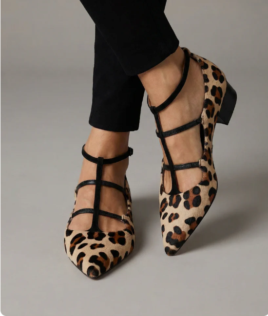 Bridget | Ballerine leopardate con cinturino e tacco