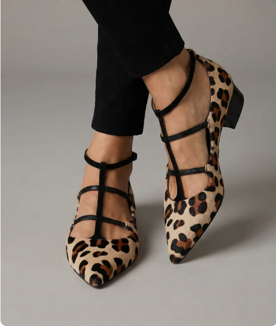 Bridget | Ballerine leopardate con cinturino e tacco