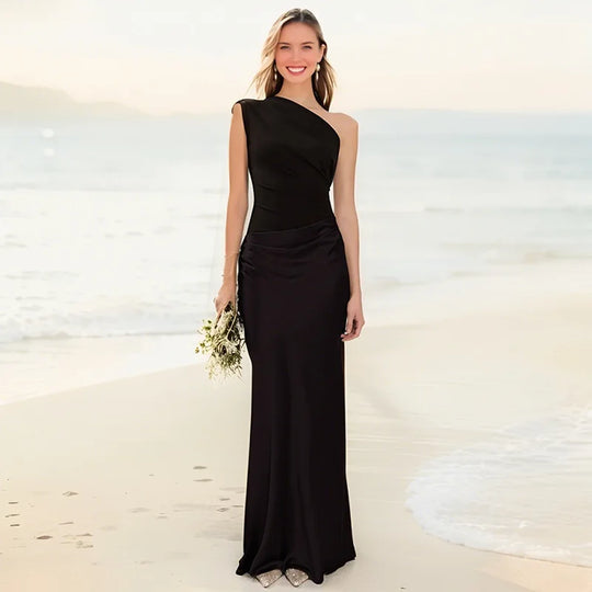 Seana™ | Abito lungo elegante monospalla
