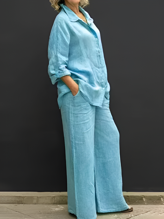 Lara™ | Completo in Lino con Camicia e Pantaloni