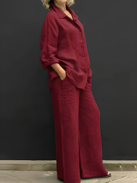 Lara™ | Completo in Lino con Camicia e Pantaloni