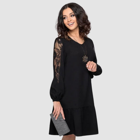 Mina™ | Abito midi elegante con maniche in pizzo