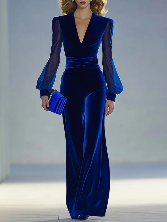Trisha™ | Tuta elegante effetto camoscio con scollo a V