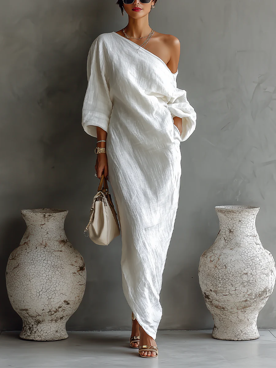 Nelle™ | Abito lungo elegante monospalla
