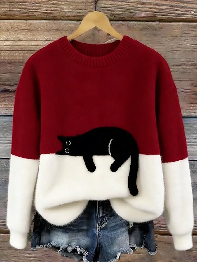 LUNA™ | Maglione Oversize Morbido con Gatto