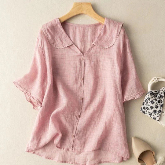 Selena™ Cotton Short Sleeve Blouse