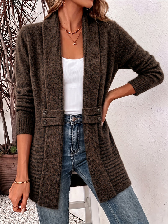 Valeria™ | Cardigan Elegante Aperto con Vita Sagomata
