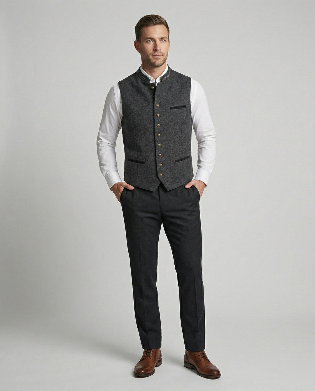 Elegante Gilet Grigio in Stile Tradizionale
