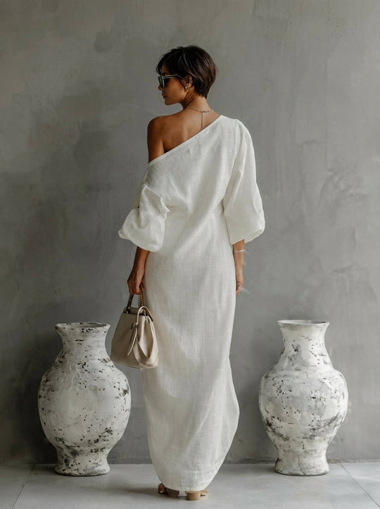 Nelle™ | Abito lungo elegante monospalla