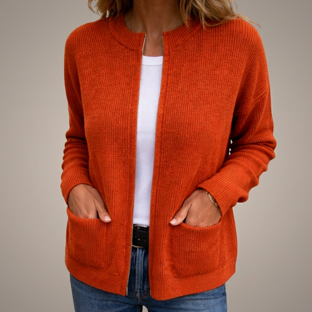Carlotta™ | Cardigan in Maglia Calda con Zip e Tasche