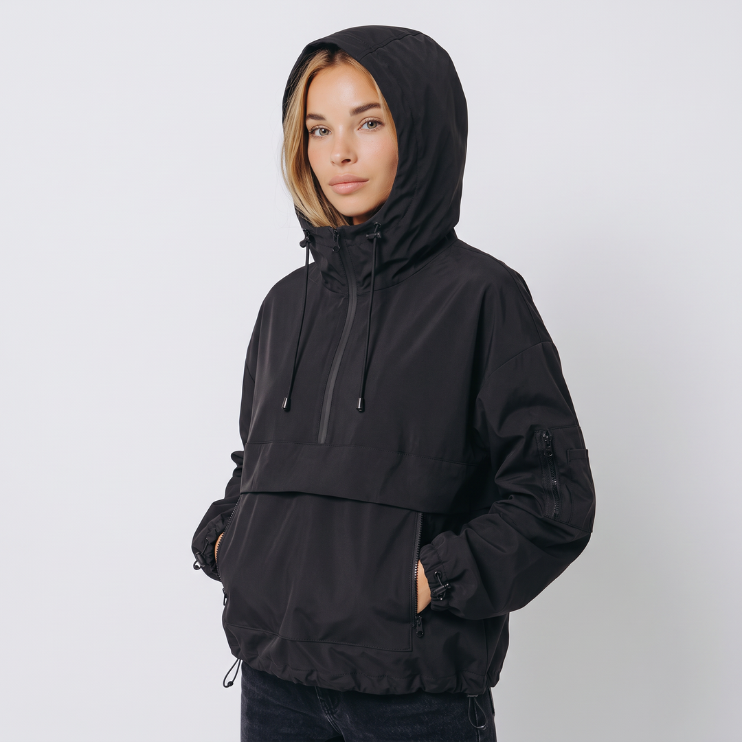 Anorak da Donna con Cappuccio e Mezza Zip