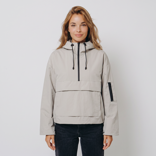 Anorak da Donna con Cappuccio e Mezza Zip