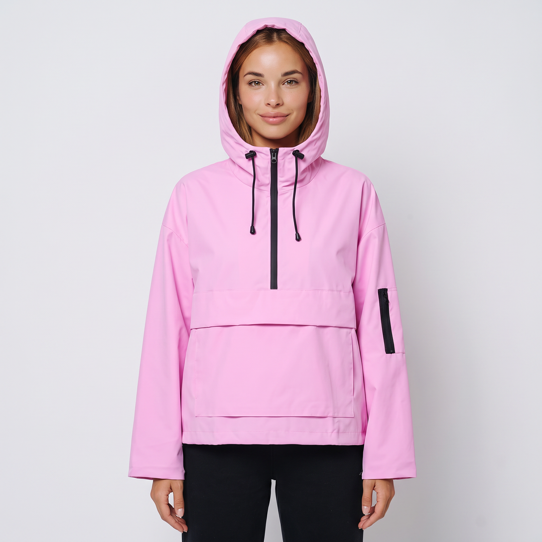 Anorak da Donna con Cappuccio e Mezza Zip