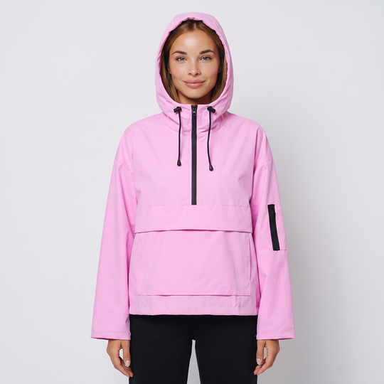 Anorak da Donna con Cappuccio e Mezza Zip