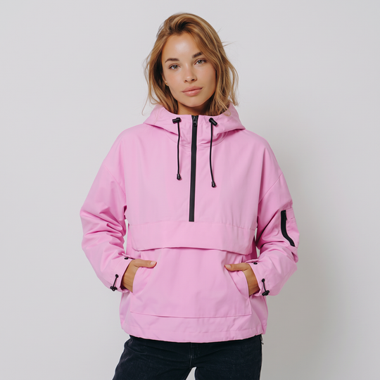 Anorak da Donna con Cappuccio e Mezza Zip