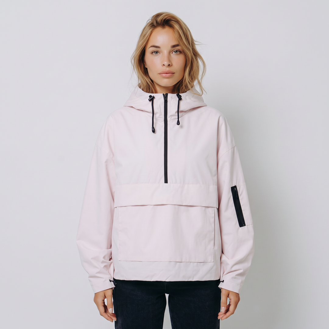 Anorak da Donna con Cappuccio e Mezza Zip