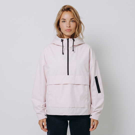 Anorak da Donna con Cappuccio e Mezza Zip