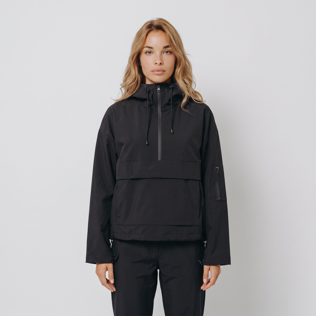 Anorak da Donna con Cappuccio e Mezza Zip