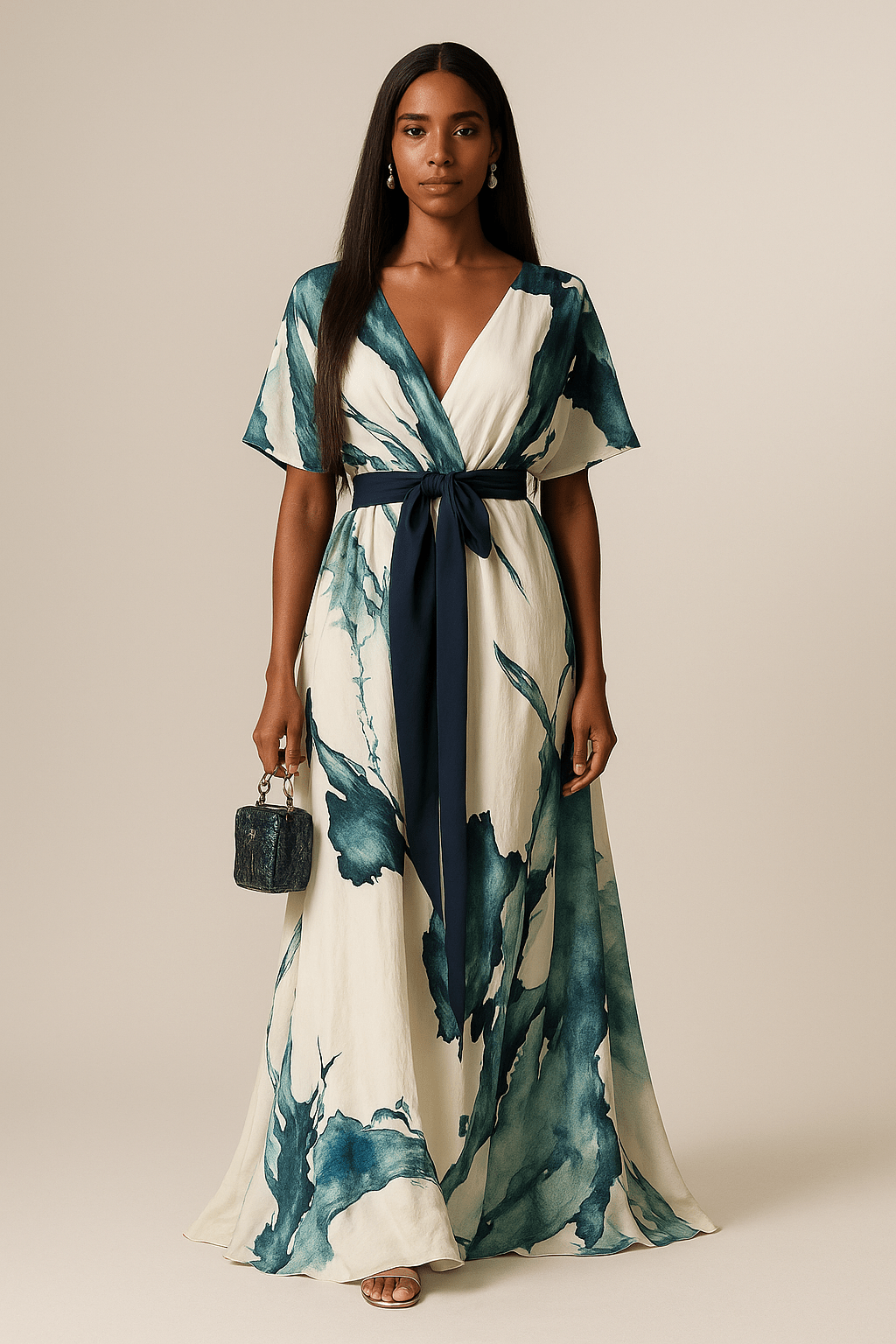 Serene™ | Abito lungo elegante a fantasia artistica