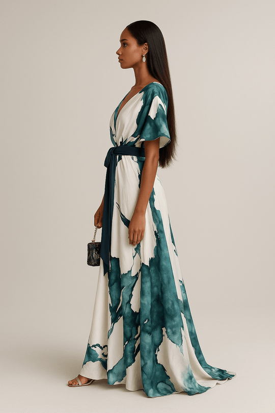 Serene™ | Abito lungo elegante a fantasia artistica