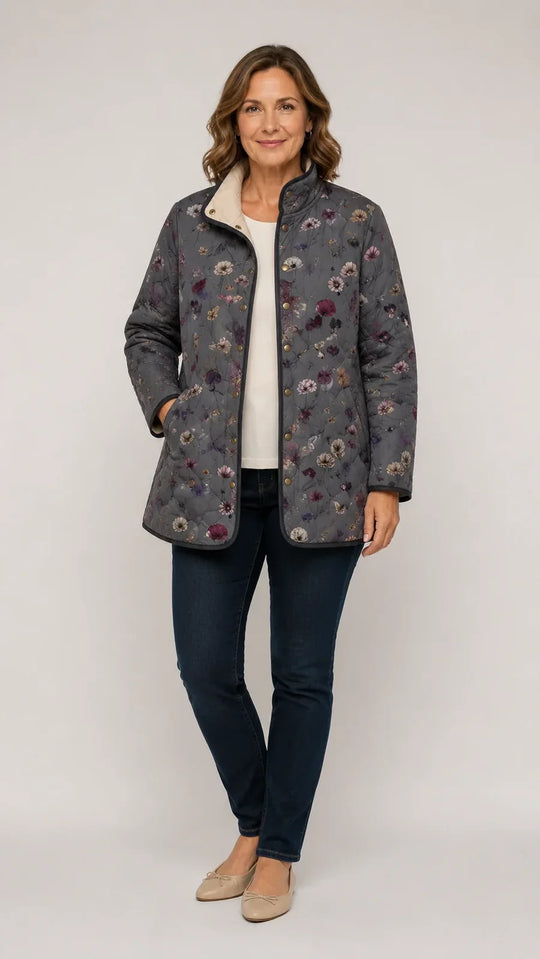 Niva | Vintage Floral Print Quilted Jacket