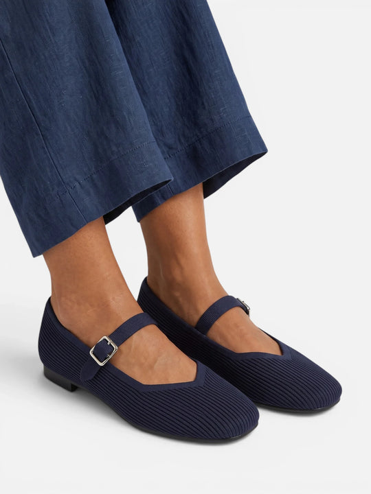 Ballerine Mary Jane da donna in maglia con punta quadrata